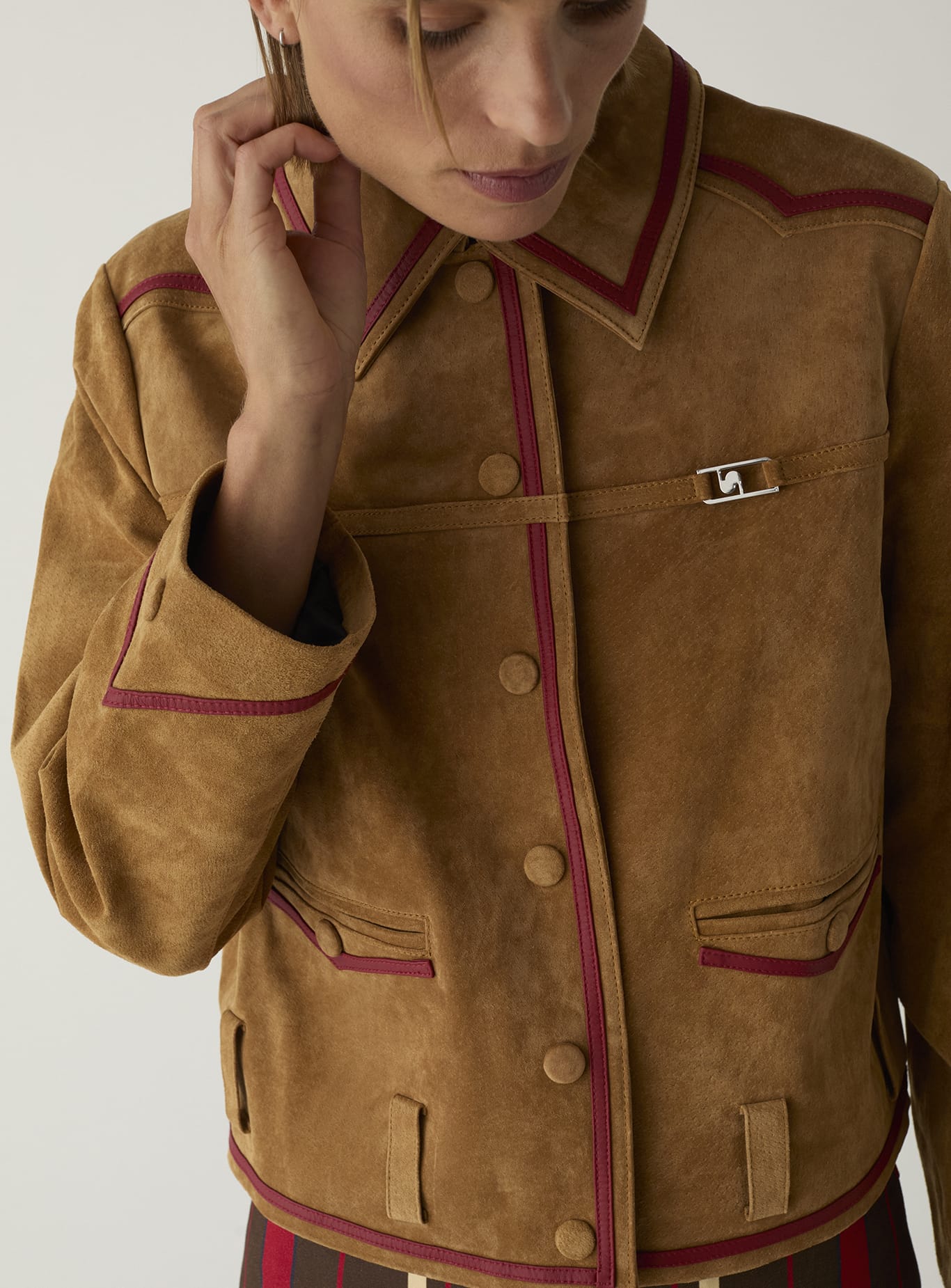 AVELINE REAL SUEDE CAMEL JACKET