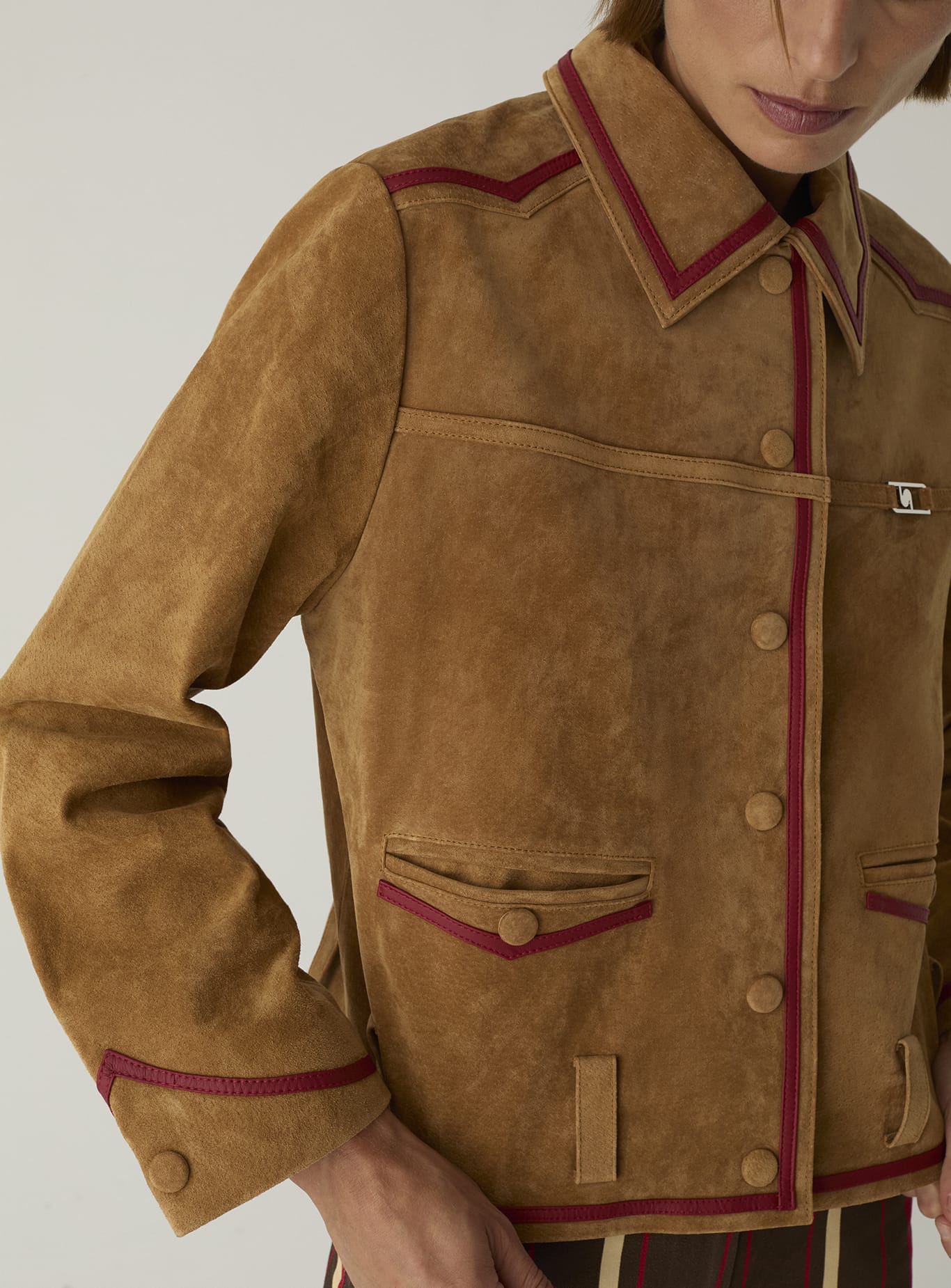 AVELINE REAL SUEDE CAMEL JACKET