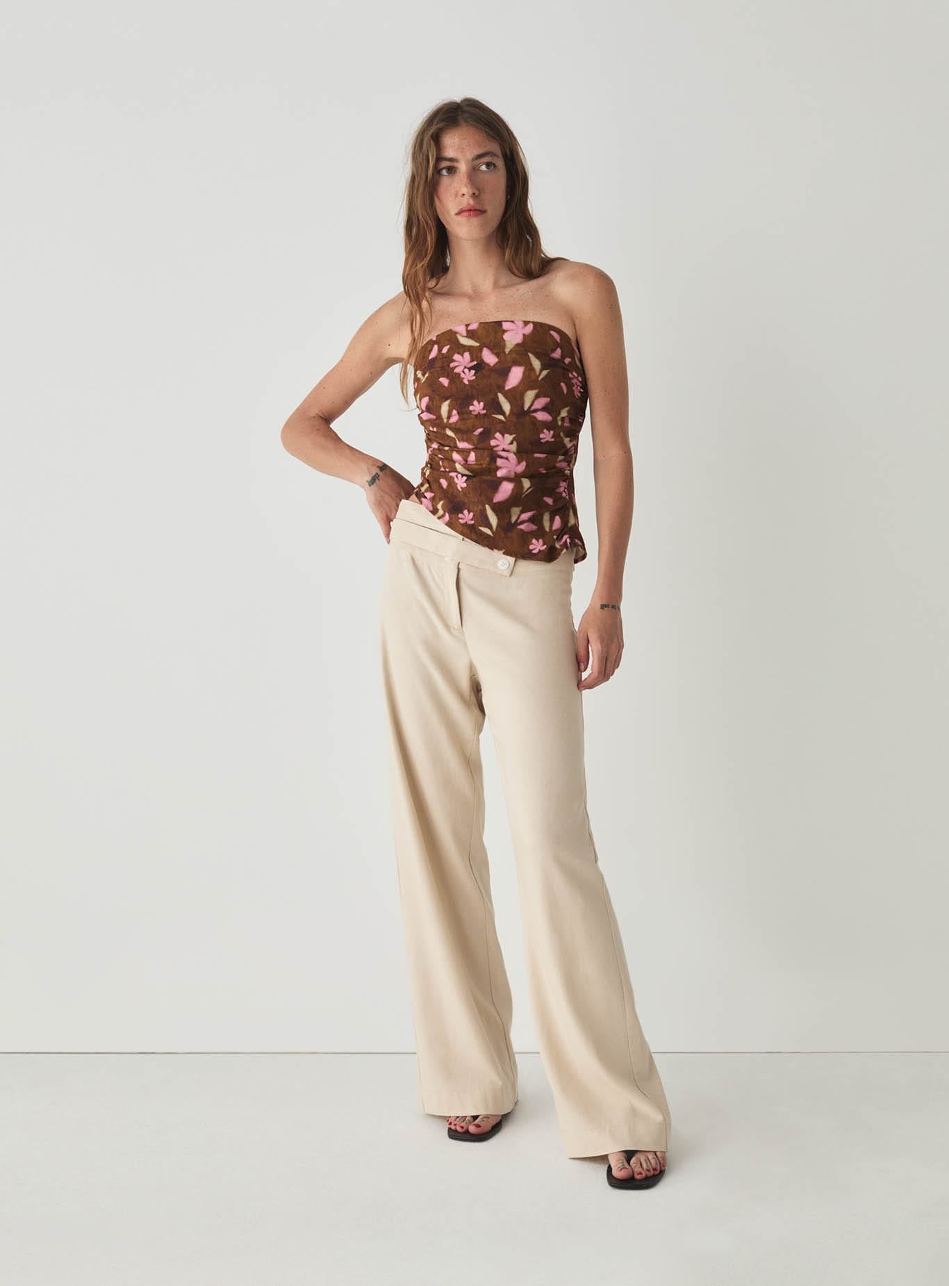 BONNIE BROWN LINEN TOP