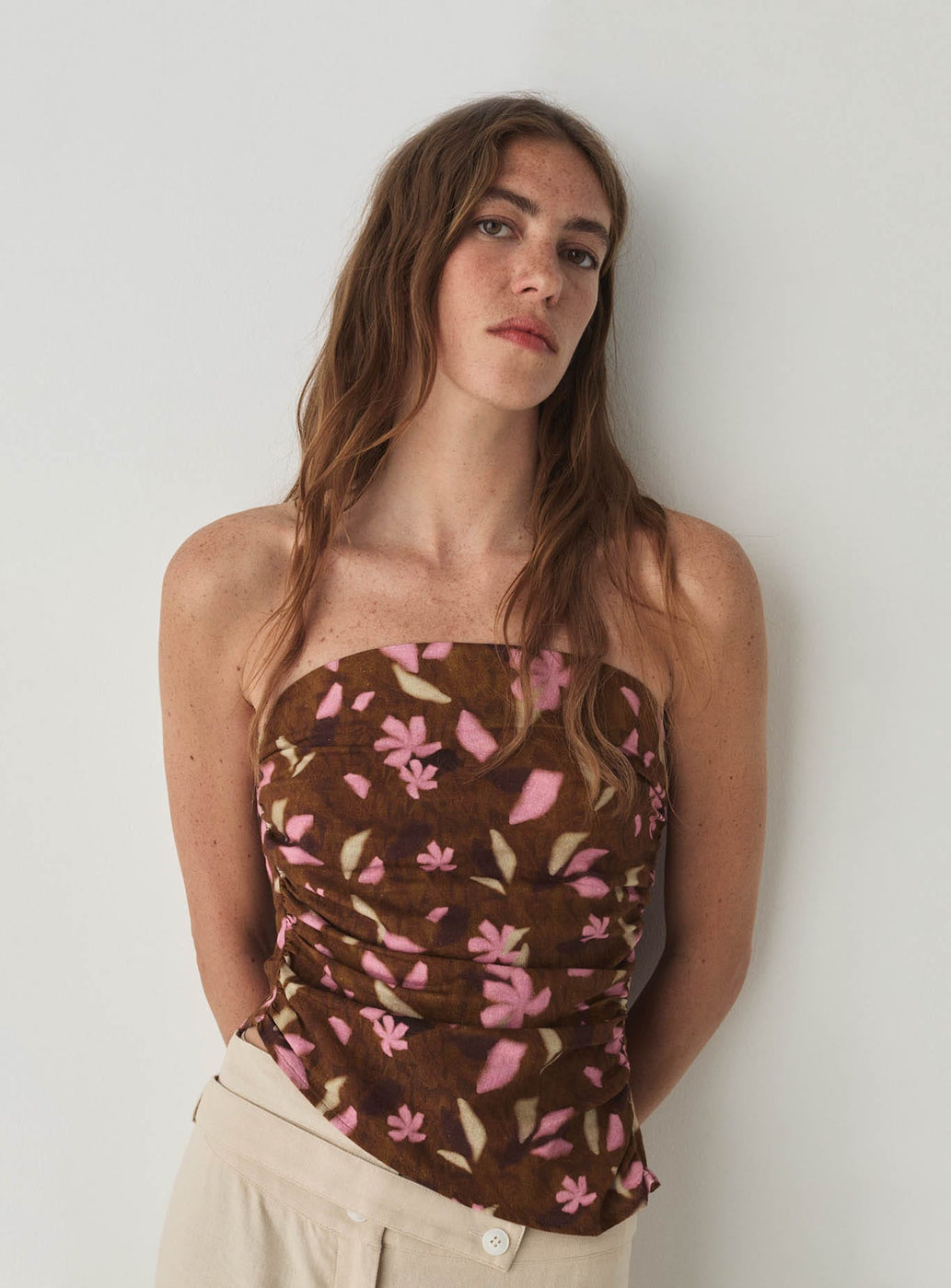 BONNIE BROWN LINEN TOP