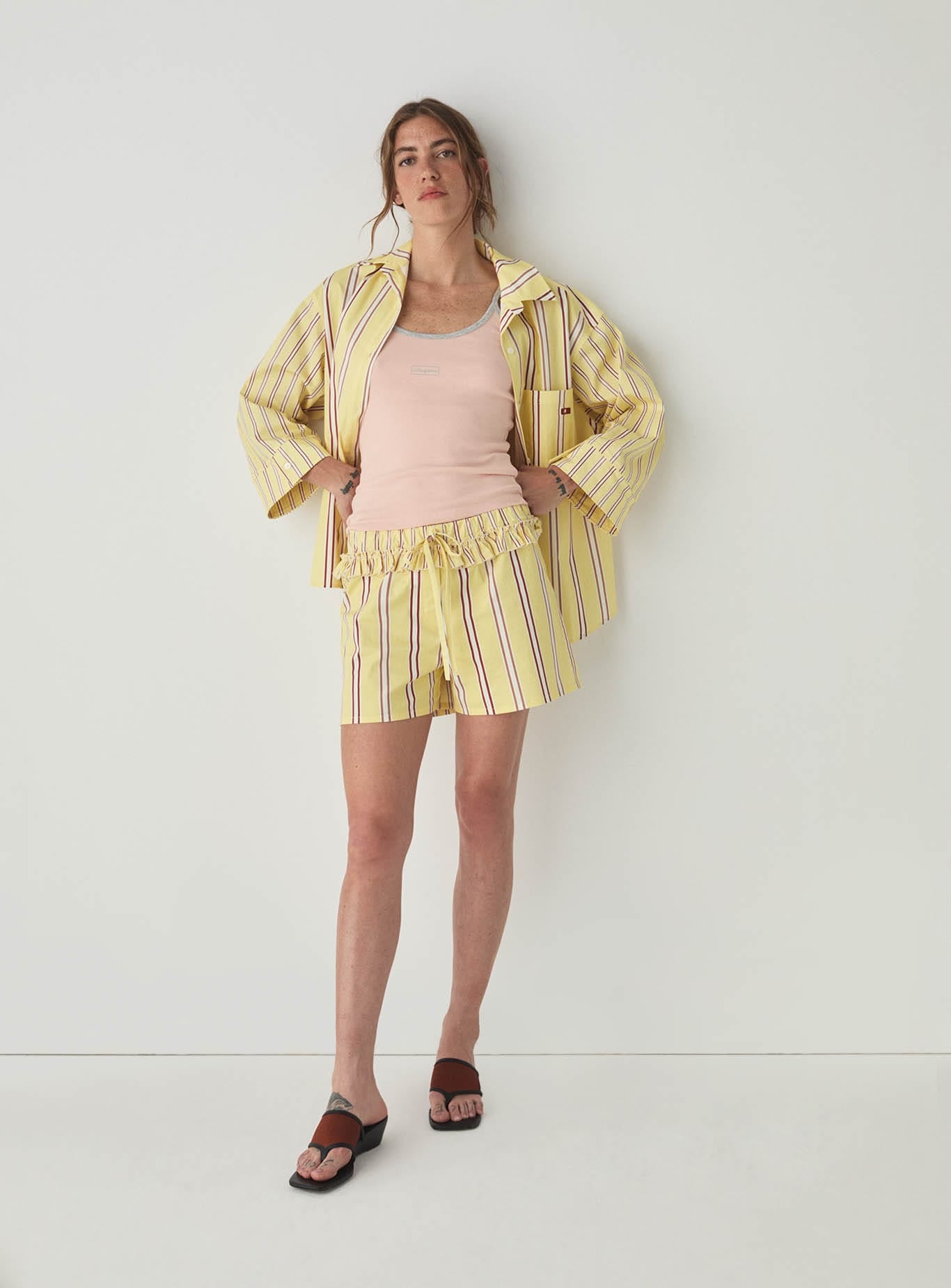 CAOS BUTTER STRIPED POPLIN BOXER PANTS