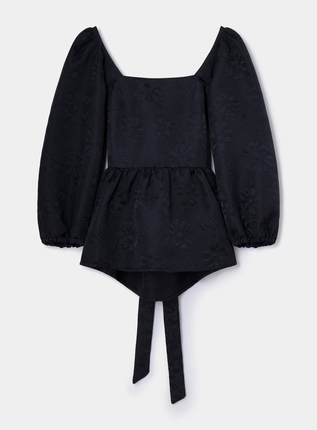CECILIE-LS-BLOUSE - BLACK RED BOW