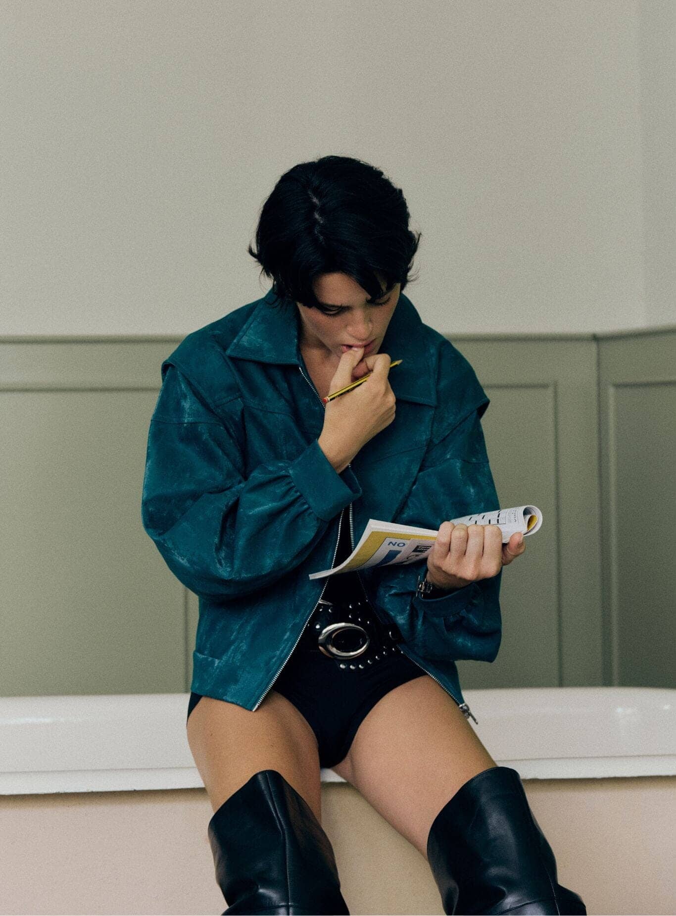 CUPIDO TEAL GREEN BOMBER JACKET