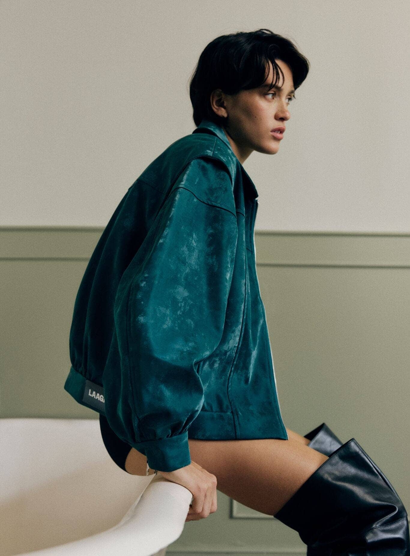 CUPIDO TEAL GREEN BOMBER JACKET