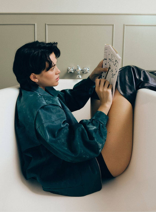 CUPIDO TEAL GREEN BOMBER JACKET