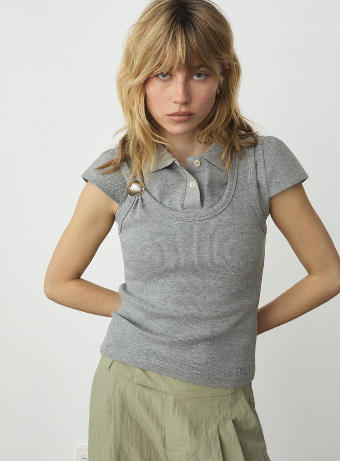 ERYA GREY POLO T-SHIRT