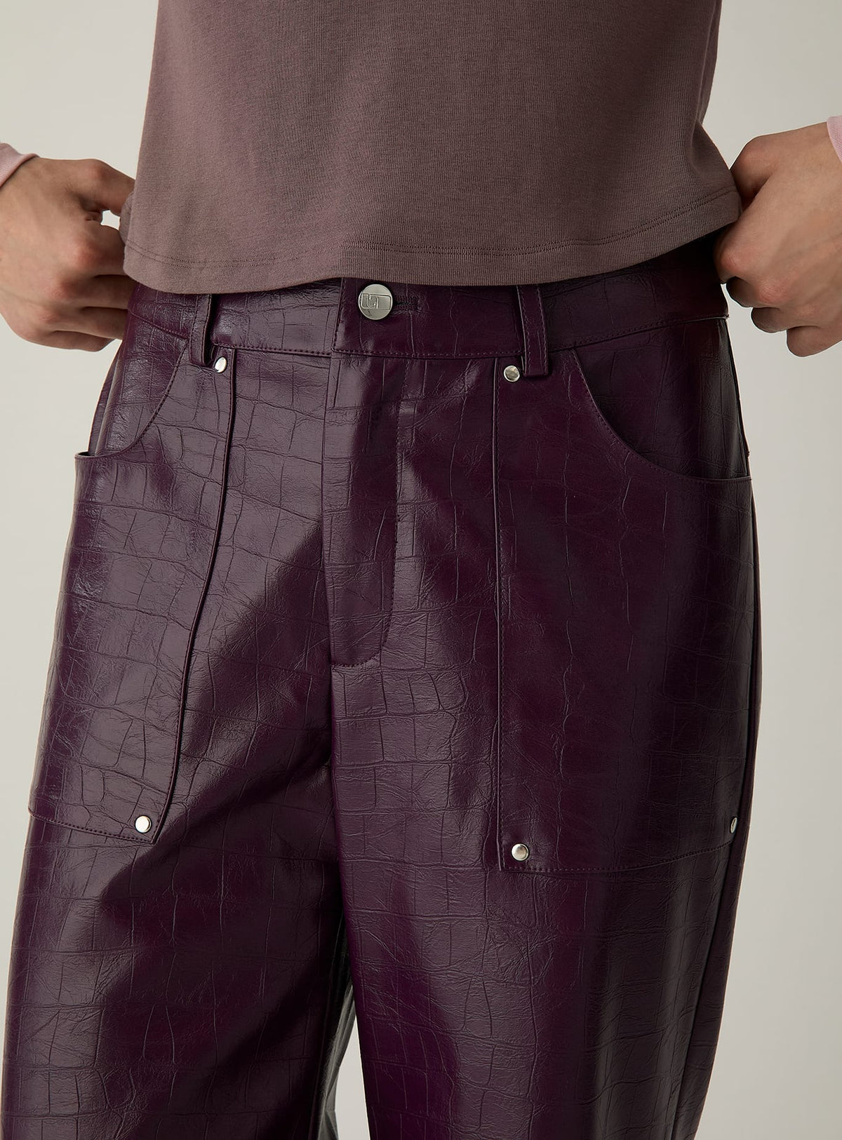 ELWYN BURGUNDY TEXTURED PANTS