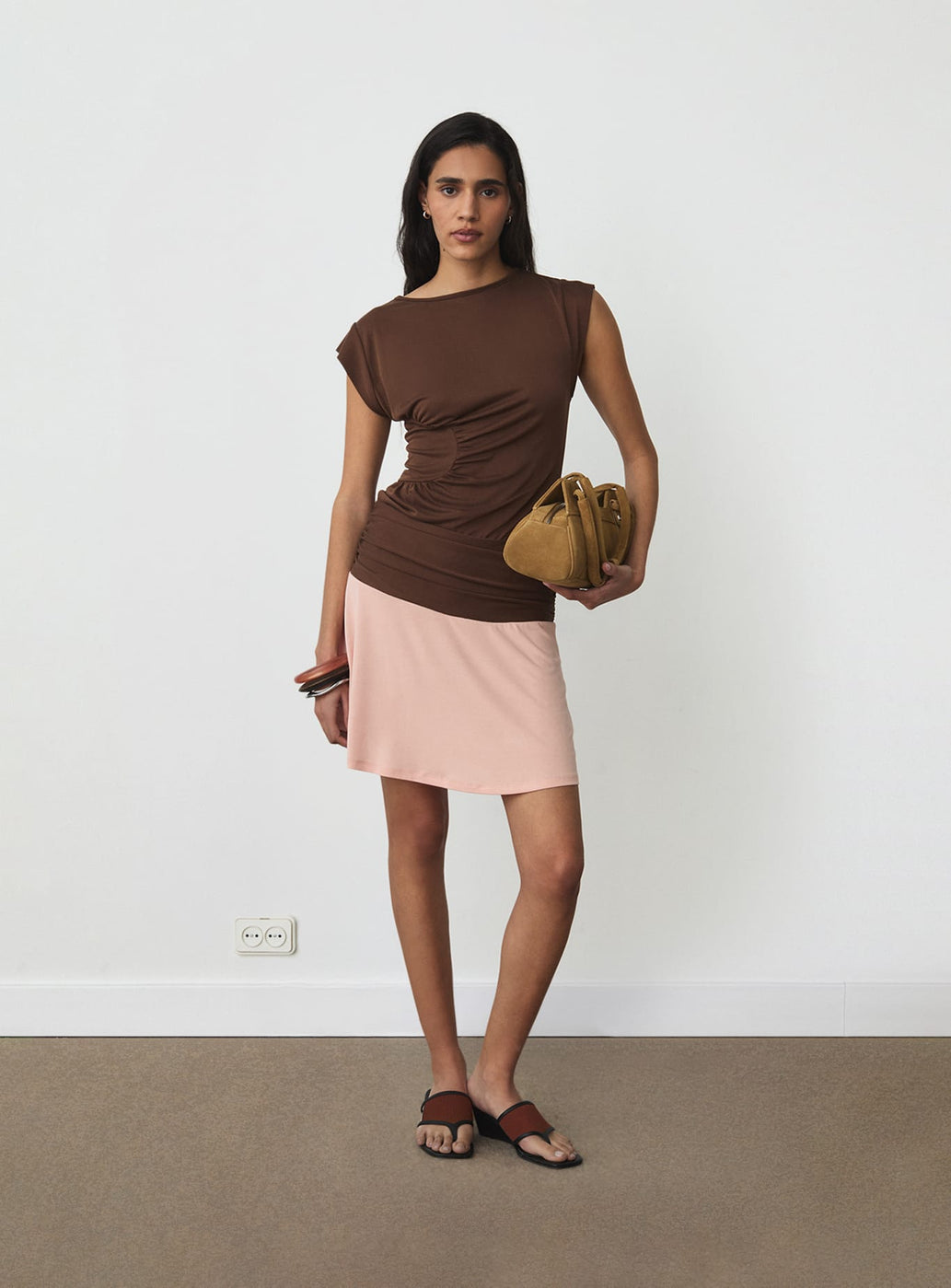 FIORA BROWN SHORT DRESS