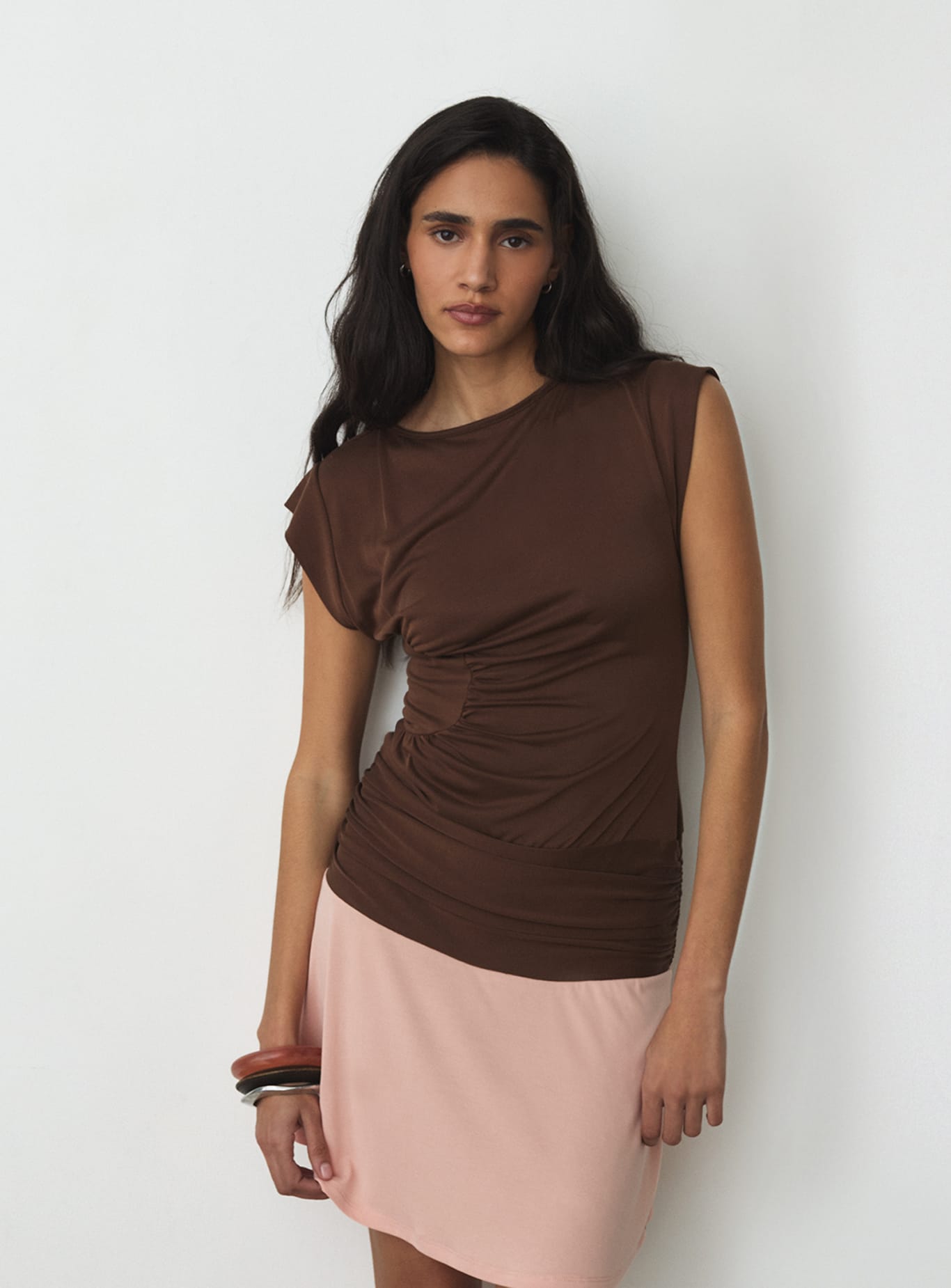 FIORA BROWN SHORT DRESS