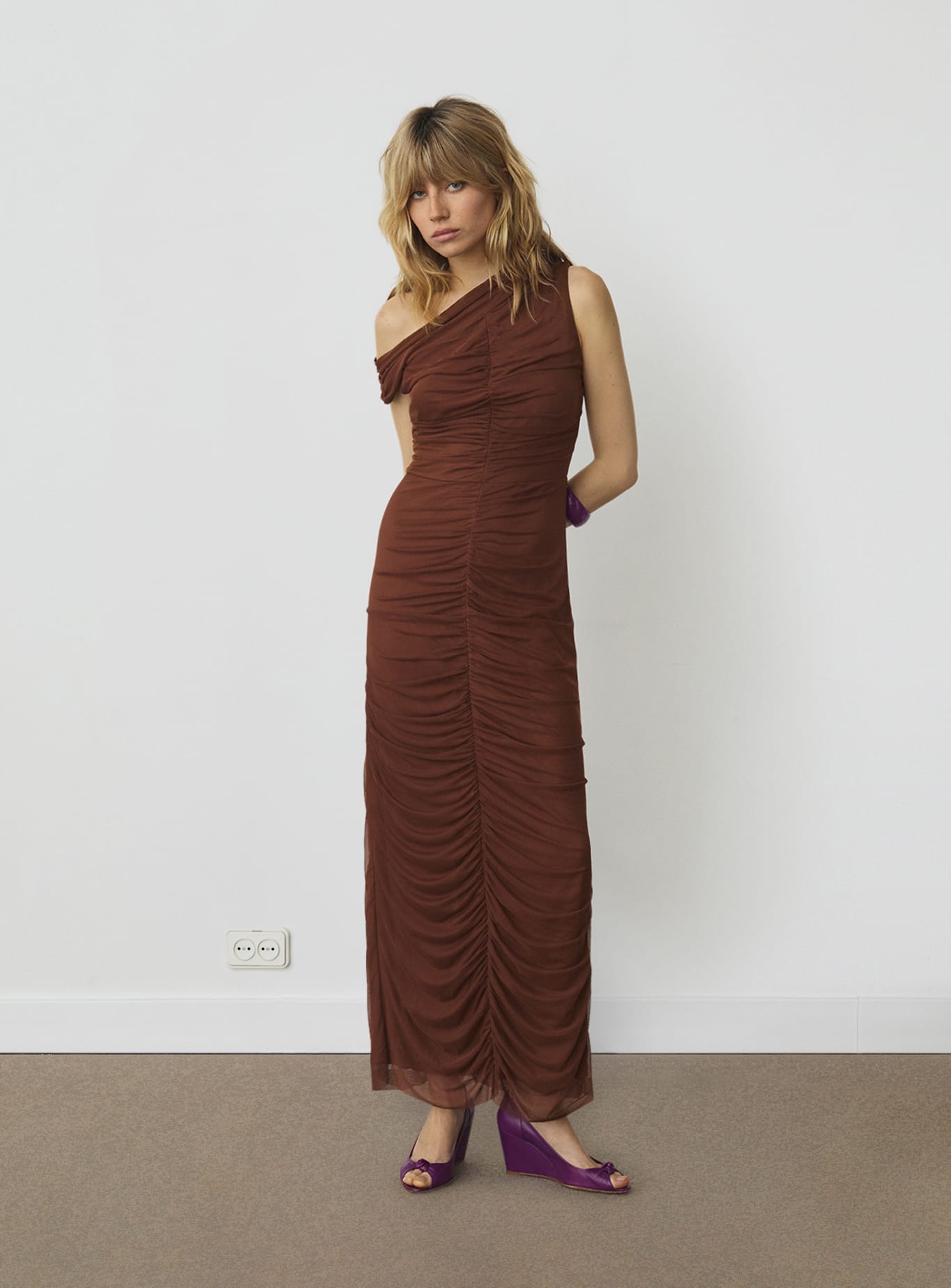 ARLES BROWN MIDI DRESS