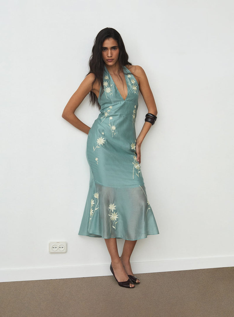 ELIA BLUE MIDI DRESS