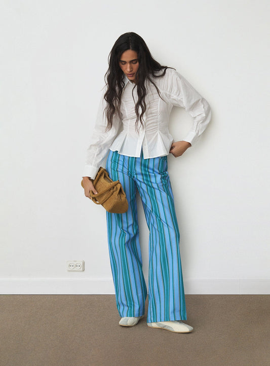 LEROY BLUE STRIPED TWILL PANTS