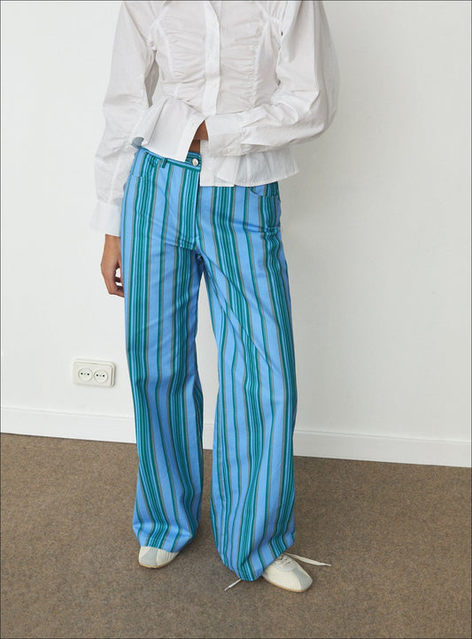 LEROY BLUE STRIPED TWILL PANTS