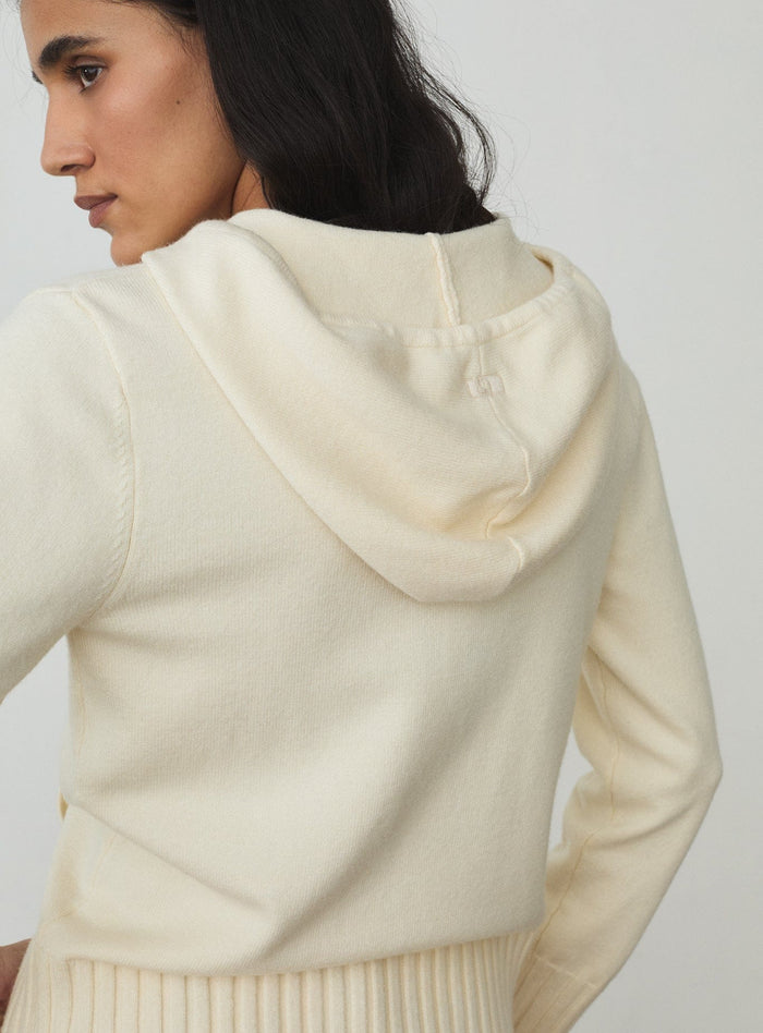 FLORANA ECRU ZIPPER KNITTED SWEATSHIRT