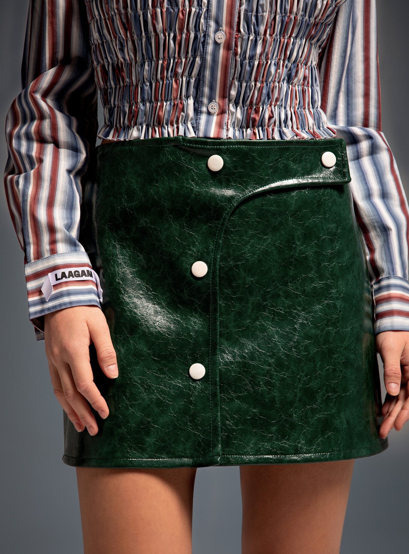 LENA GREEN FAUX LEATHER SKIRT