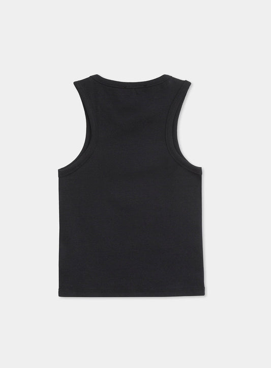 BLACK EMBROIDERED LOGO TANK TOP