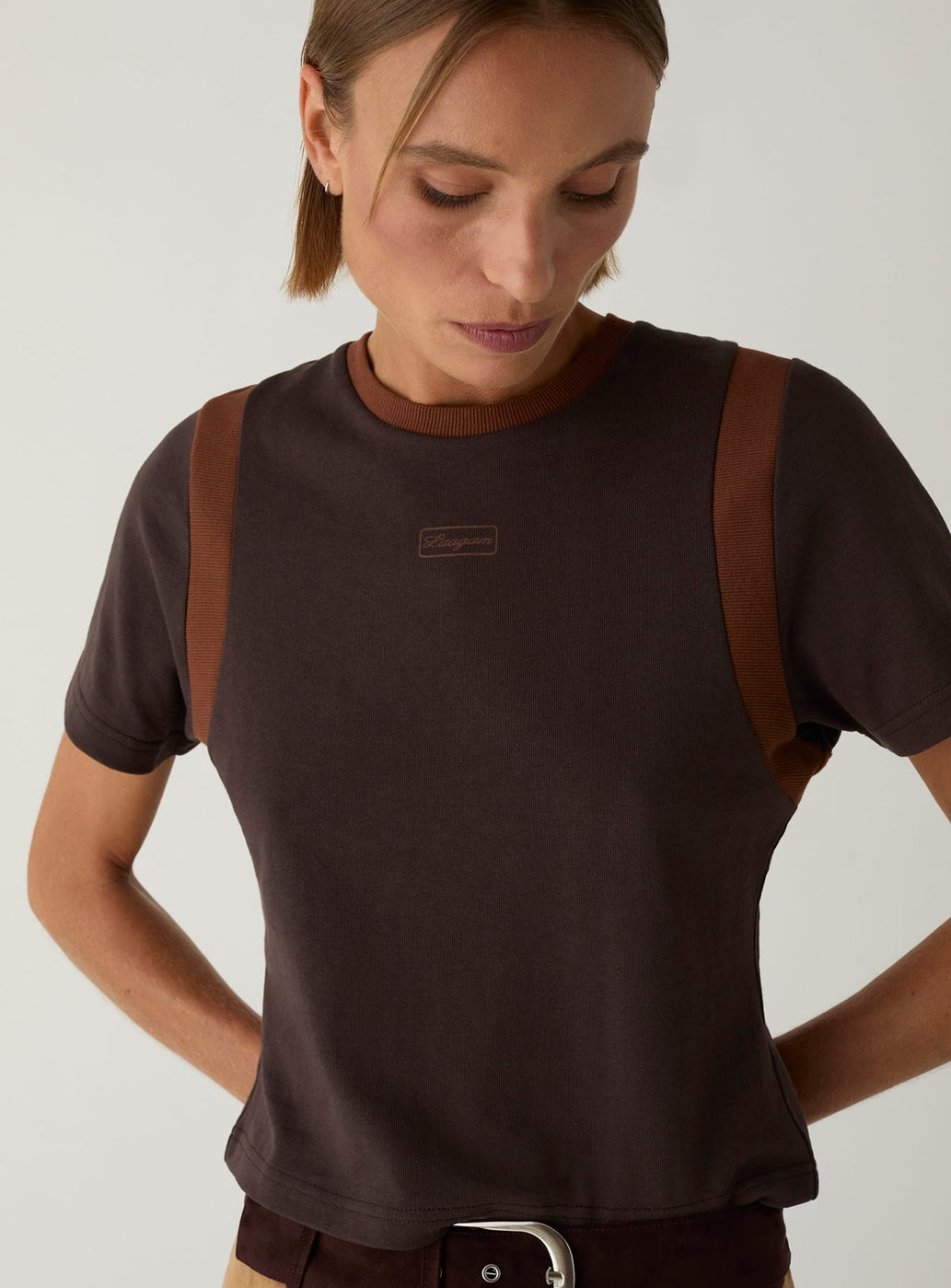 LUMEA BROWN LOGO T-SHIRT