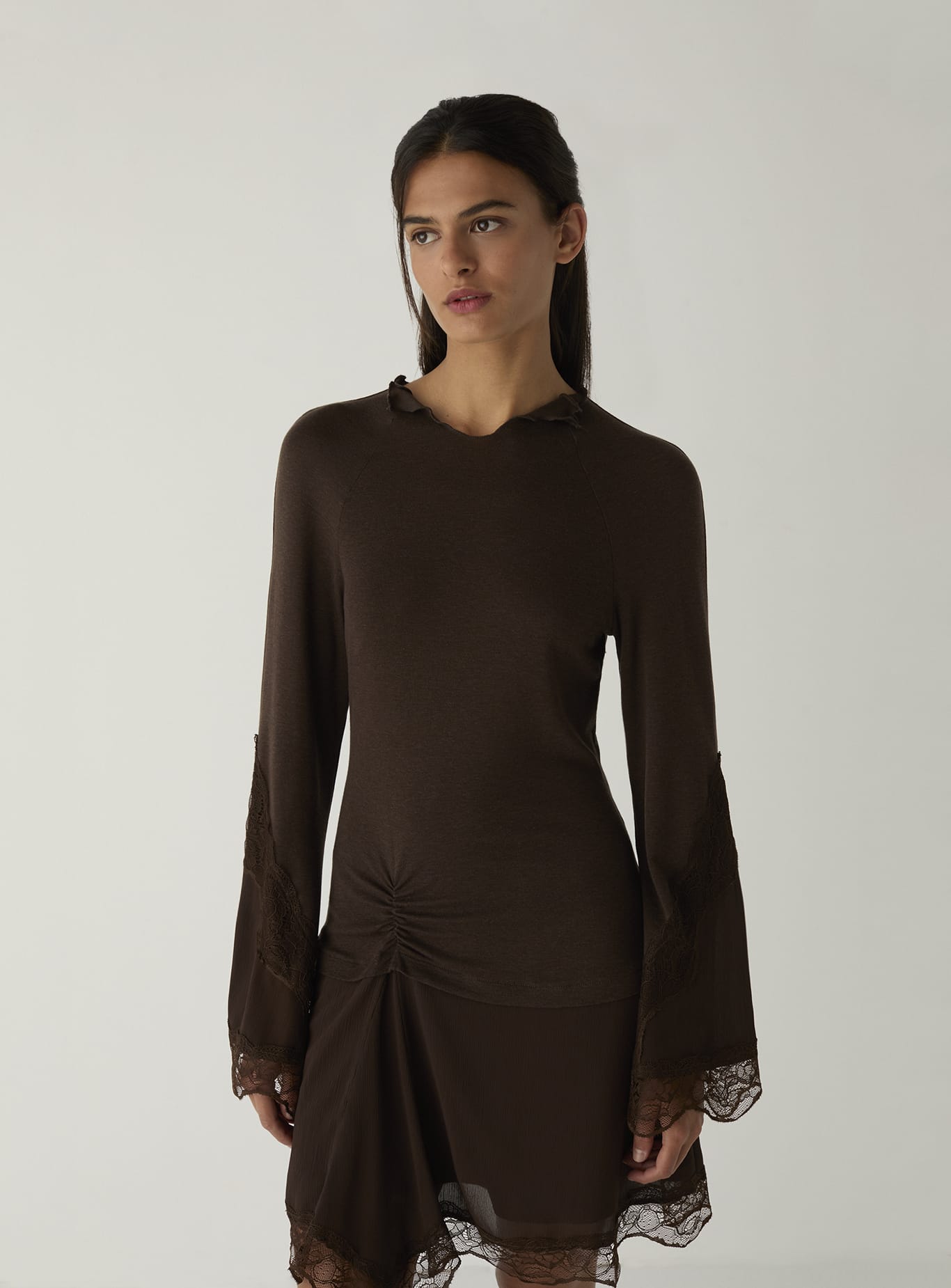 SISS BROWN KNIT SHORT DRESS