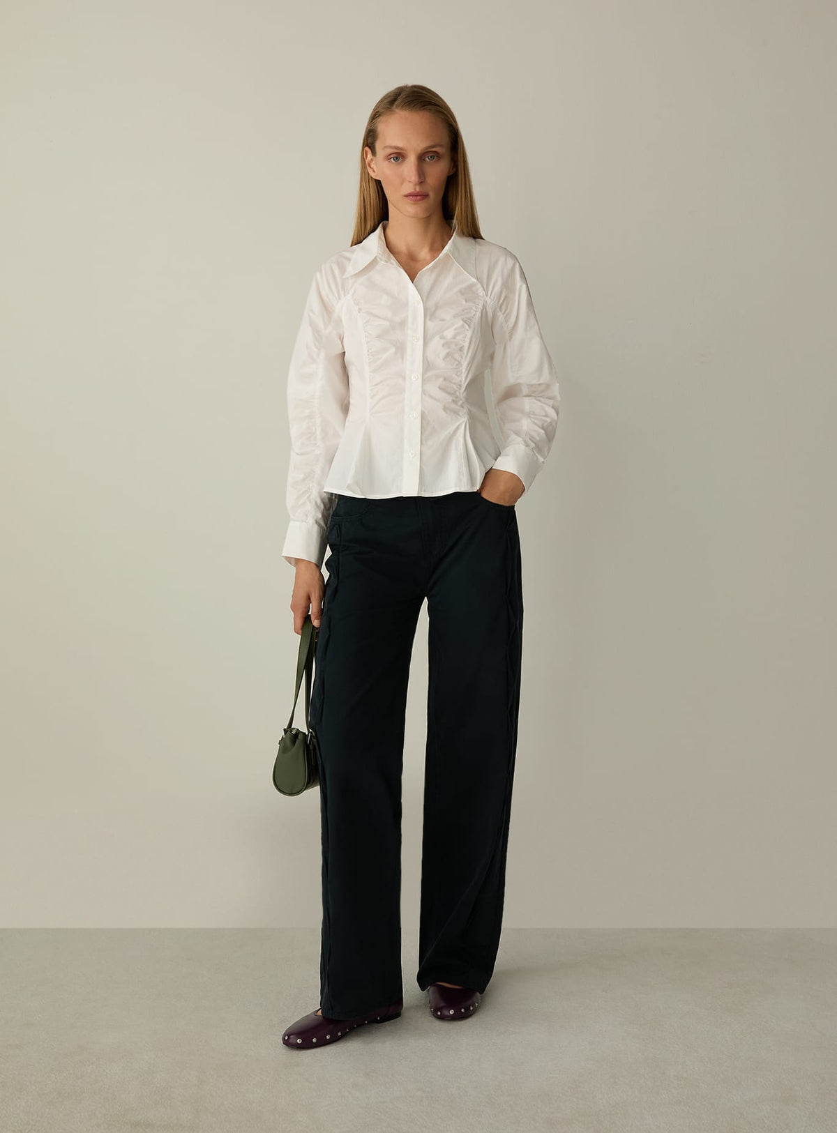 BELLEVILLE WHITE RUCHED SHIRT