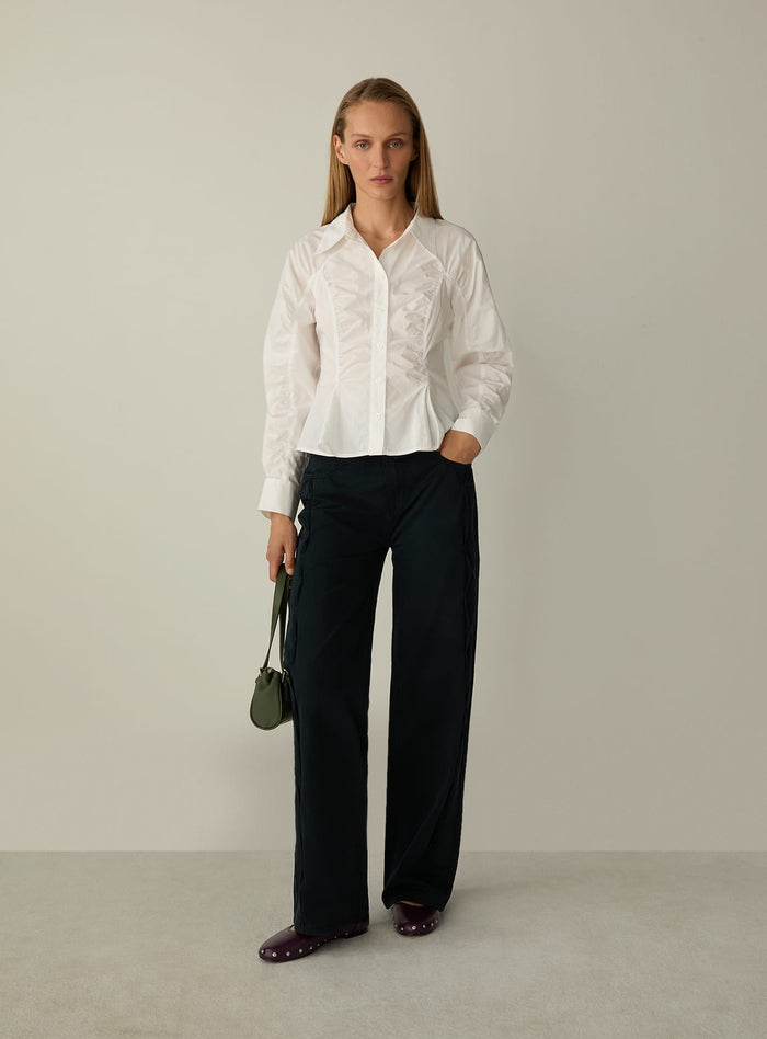 BELLEVILLE WHITE RUCHED SHIRT