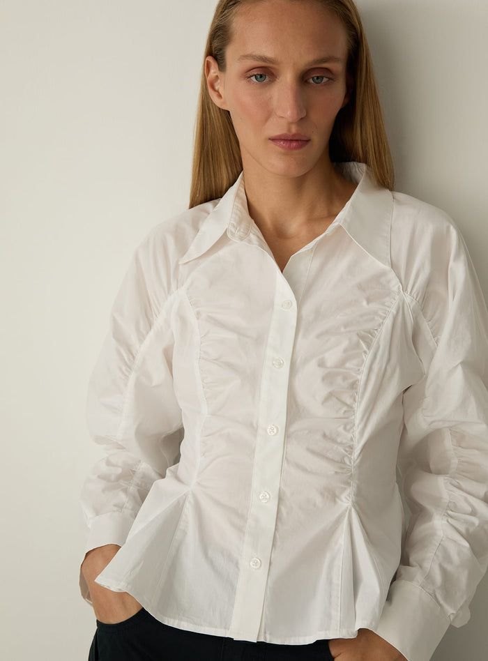 BELLEVILLE WHITE RUCHED SHIRT