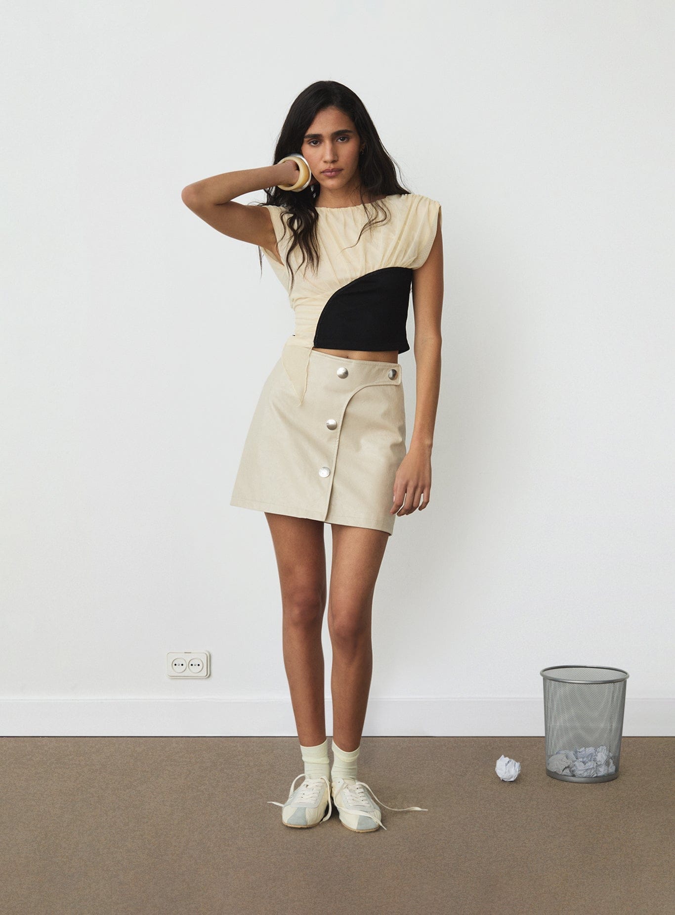 Gemini Ecru Draped Top | LAAGAM