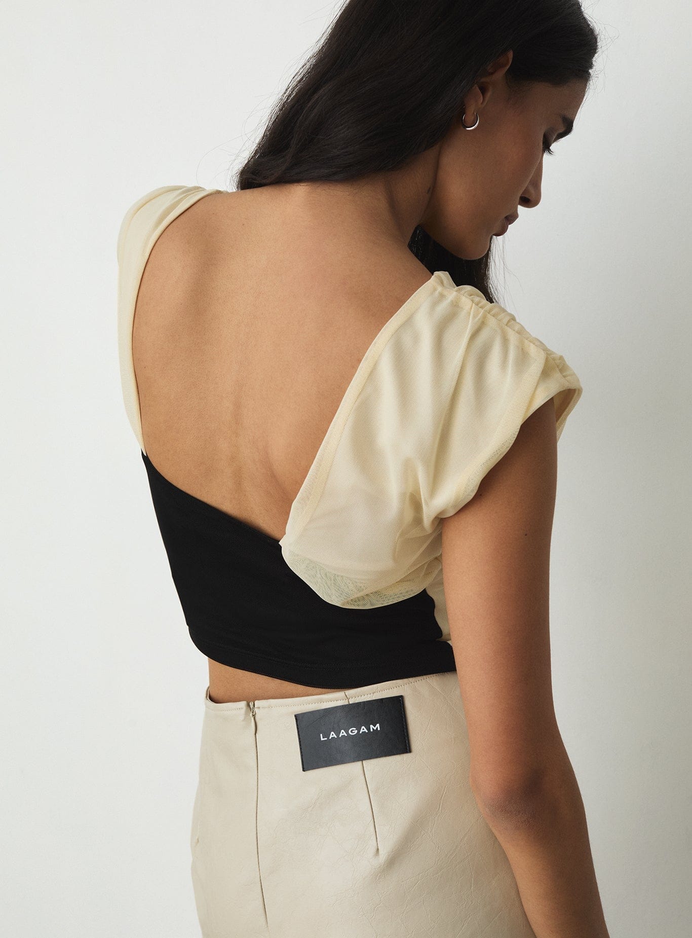 GEMINI ECRU DRAPED TOP