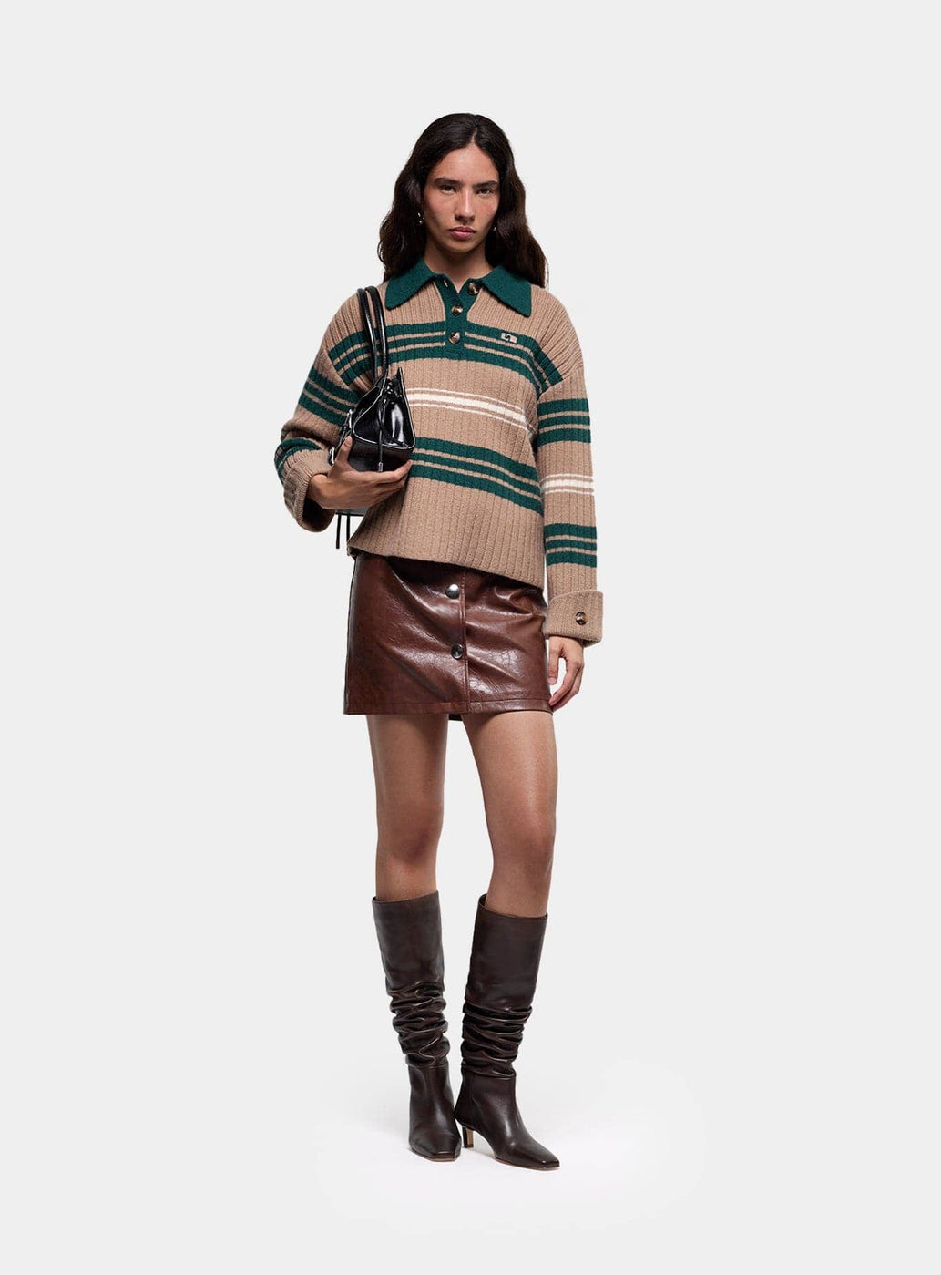 GRAZ GREEN STRIPED POLO KNIT