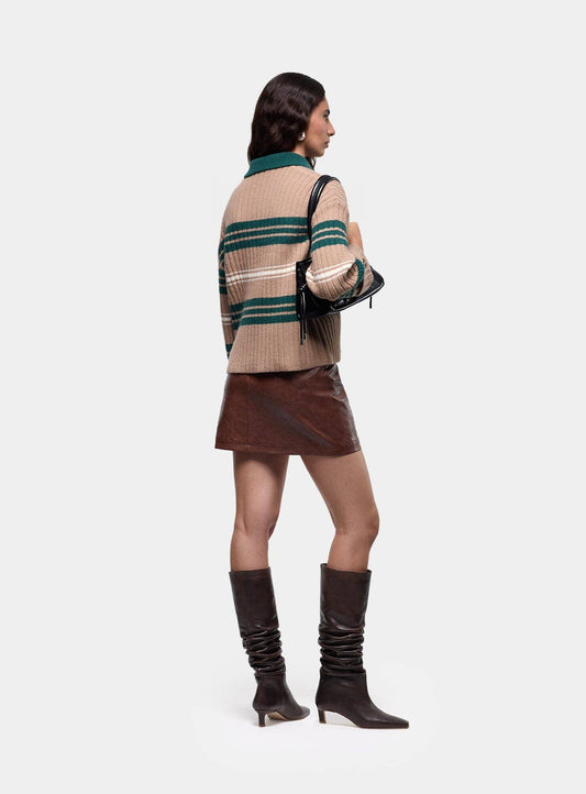 GRAZ GREEN STRIPED POLO KNIT