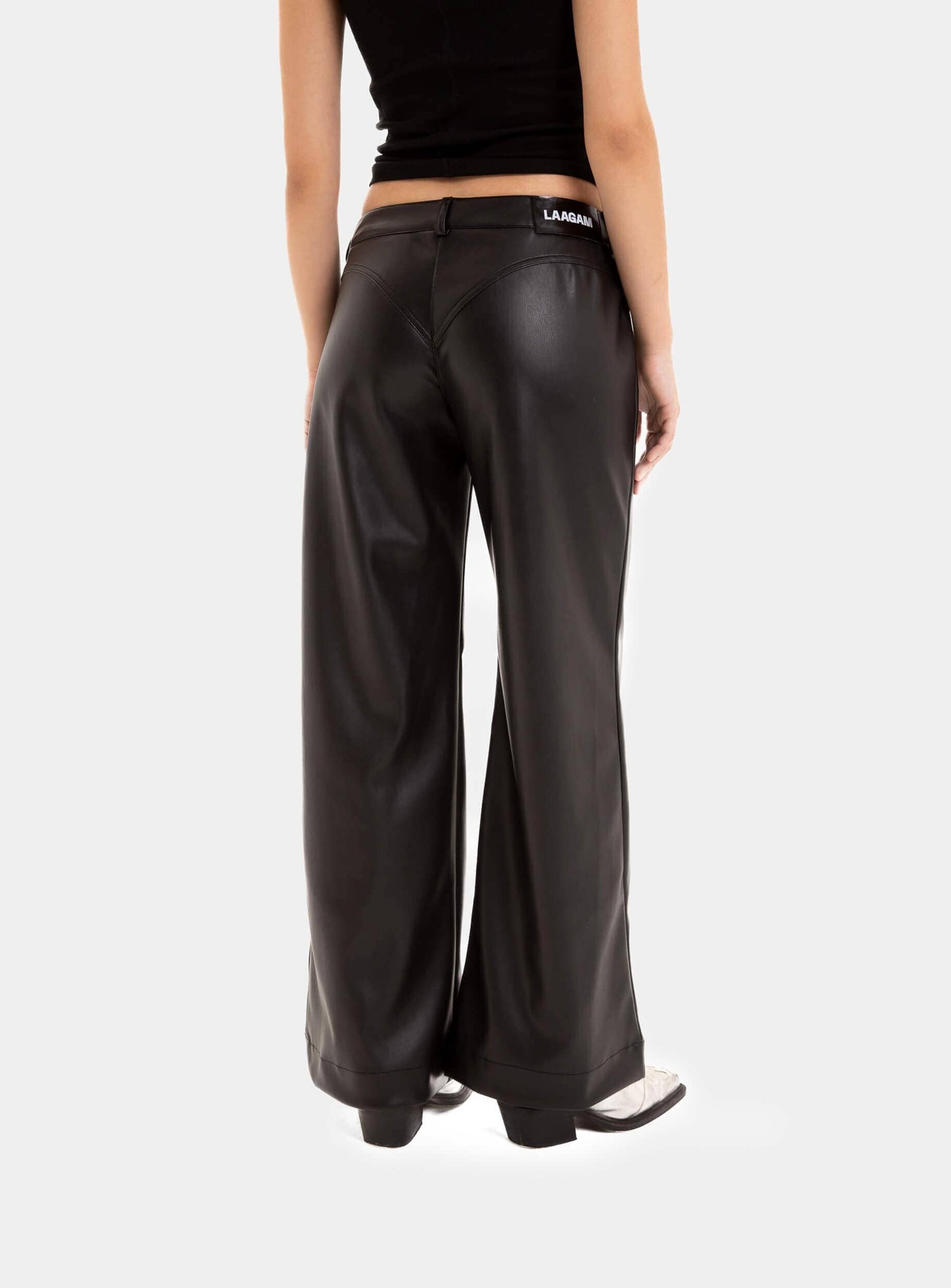 LAAGAM - HARLOW BLACK FAUX LEATHER PANTS