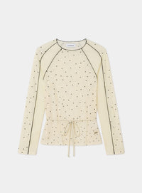 HARPER ECRU POLKA DOT LONG SLEEVE T-SHIRT