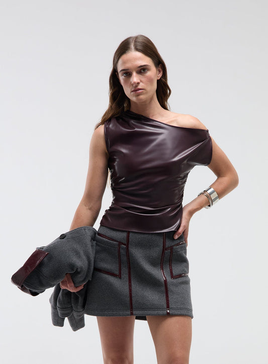 IVONE PLUM ASYMMETRIC TOP