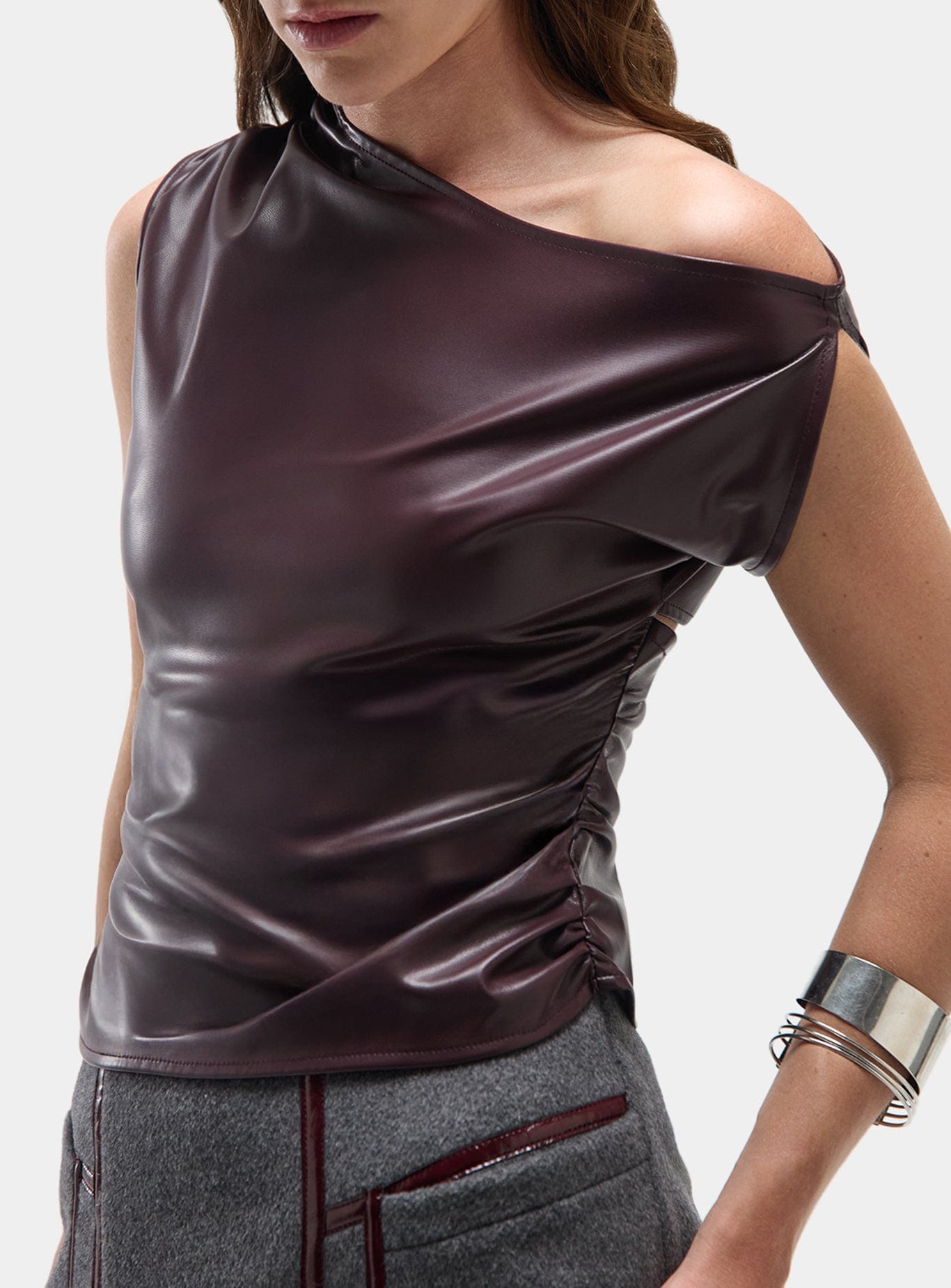 IVONE PLUM ASYMMETRIC TOP
