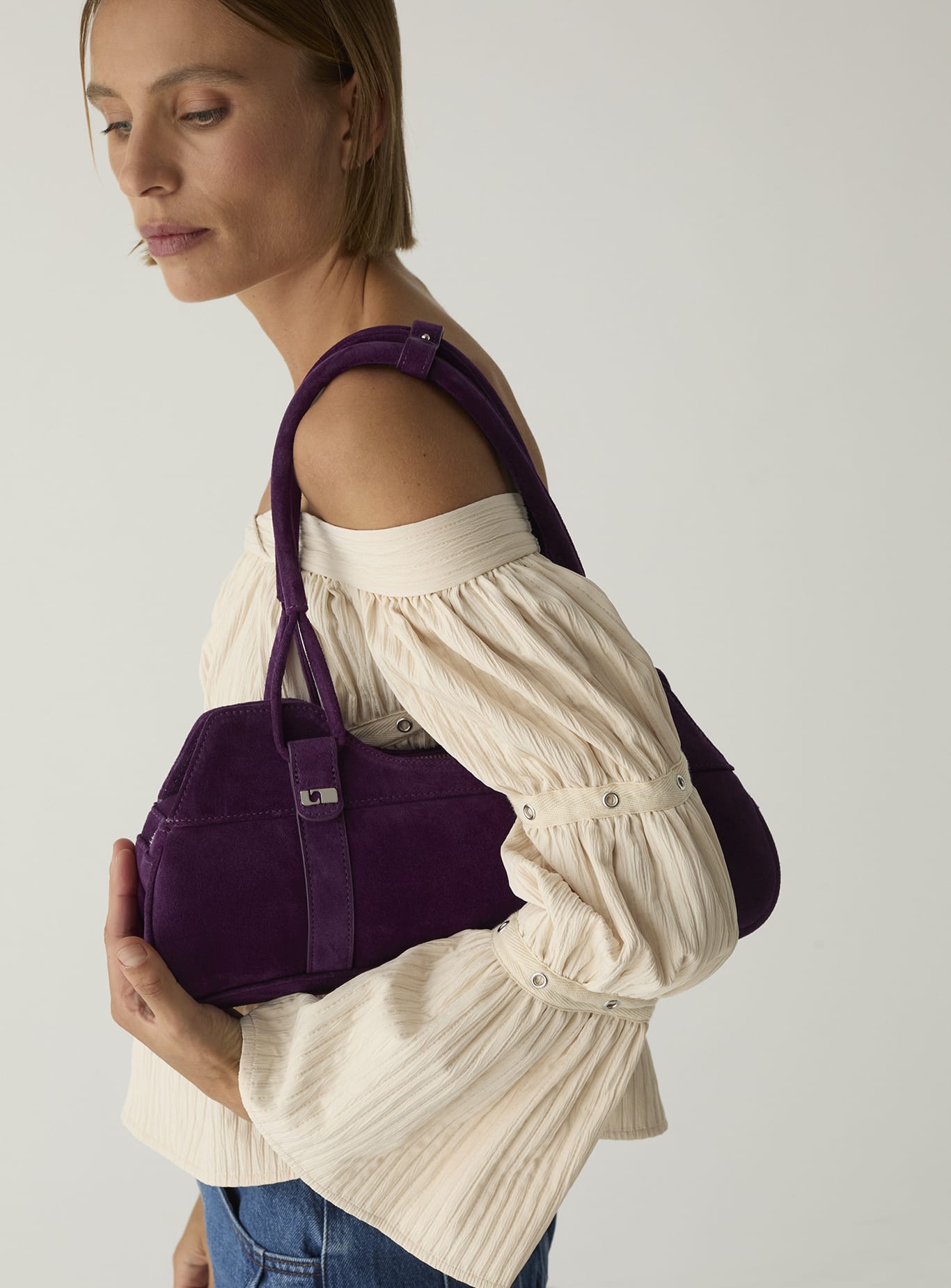 JANE AUBERGINE SUEDE BAG