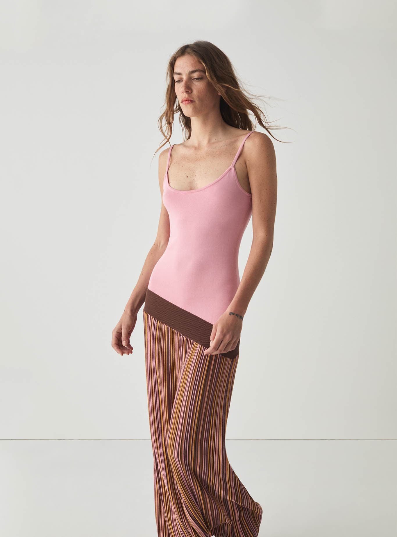 JARA PINK ASYMMETRIC LONG DRESS