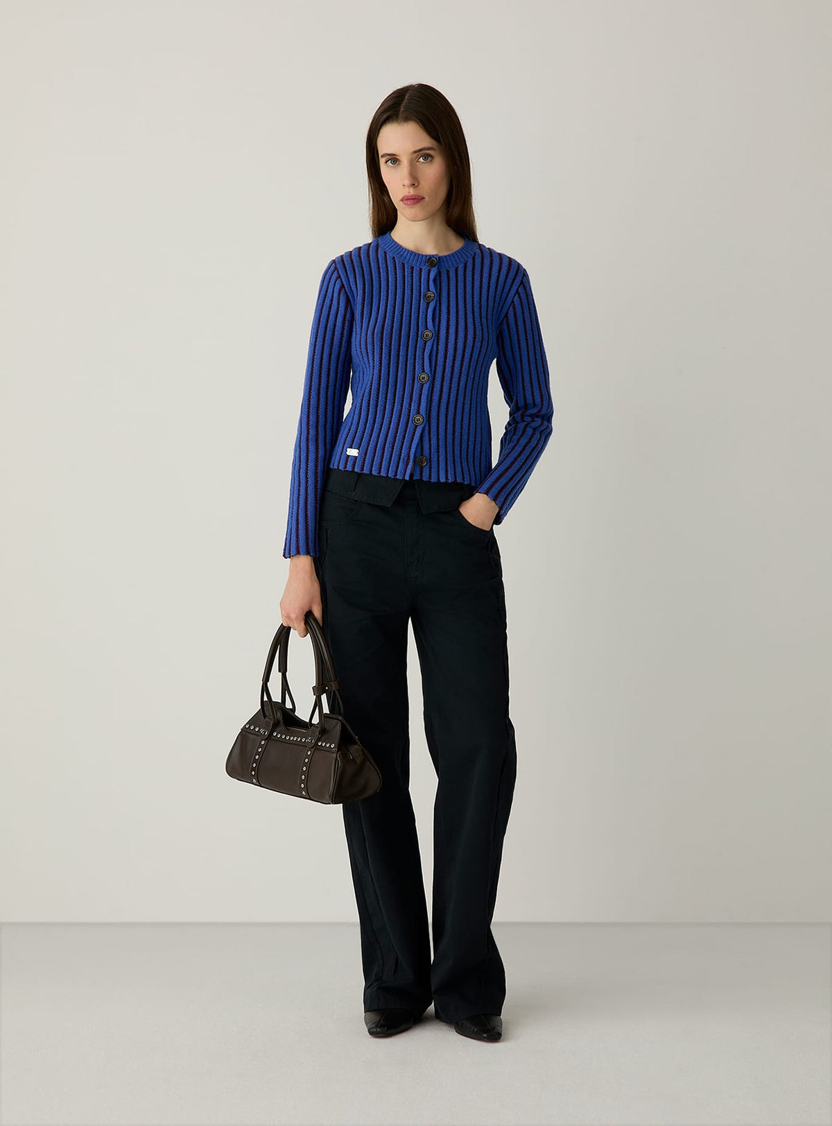 JOYCE BLUE TEXTURED CARDIGAN