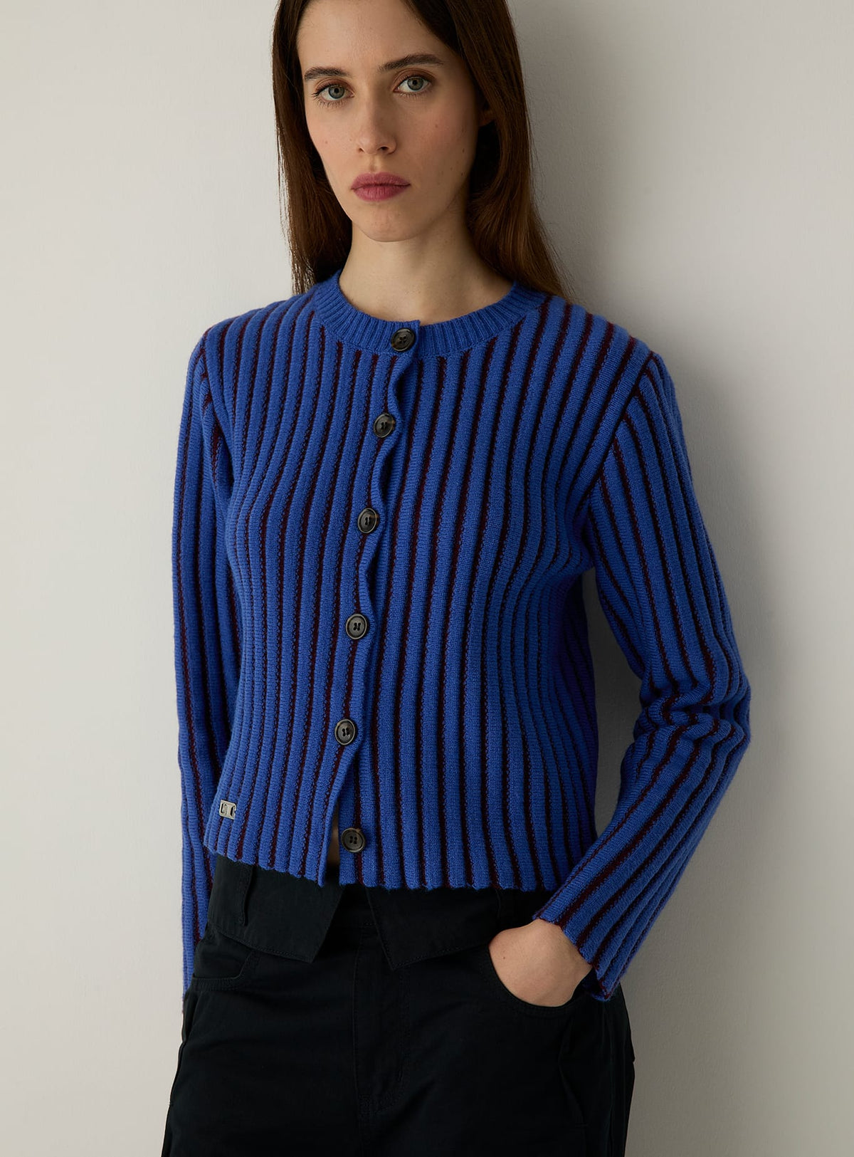 JOYCE BLUE TEXTURED CARDIGAN