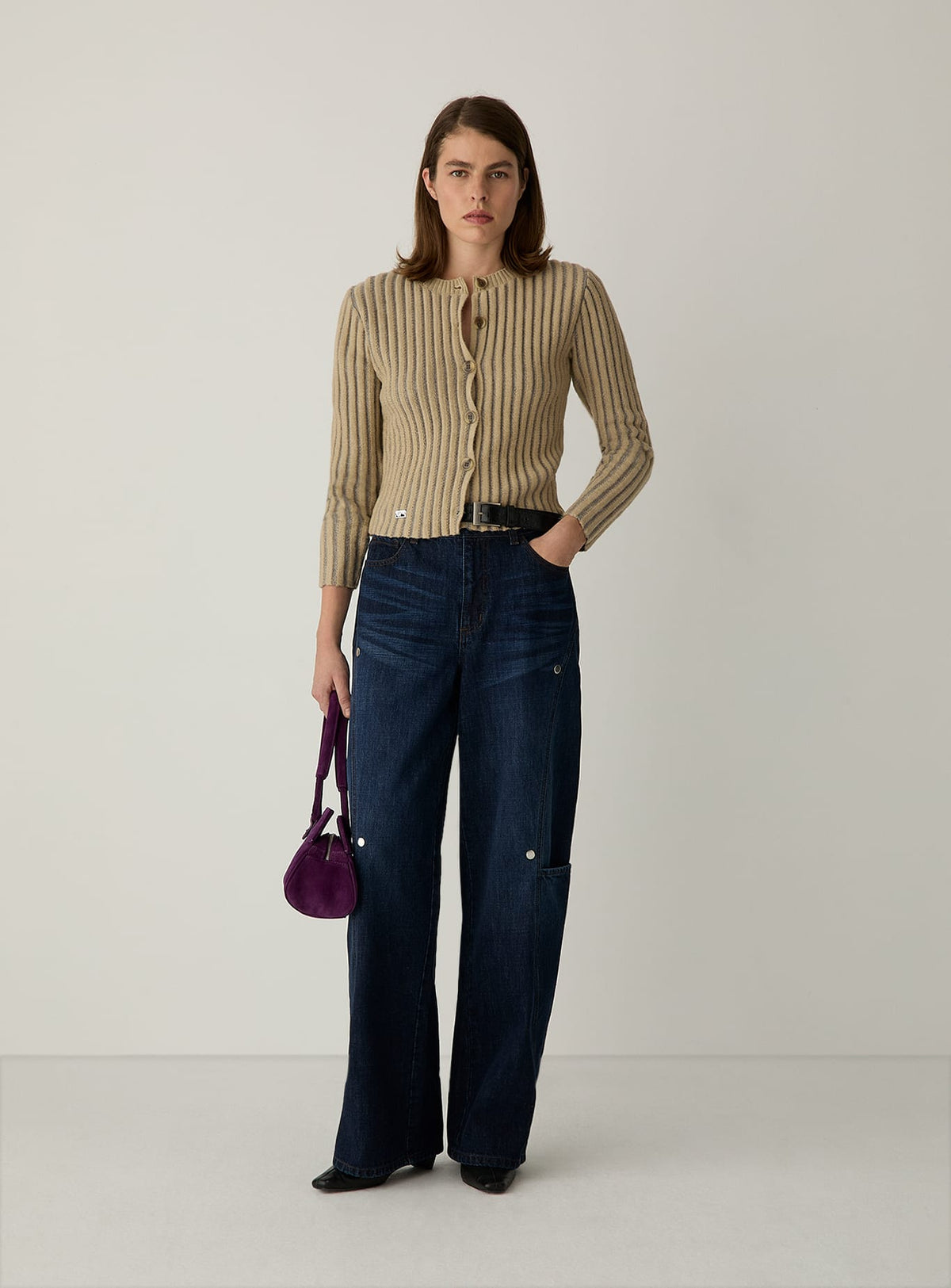 JOYCE ECRU TEXTURED CARDIGAN