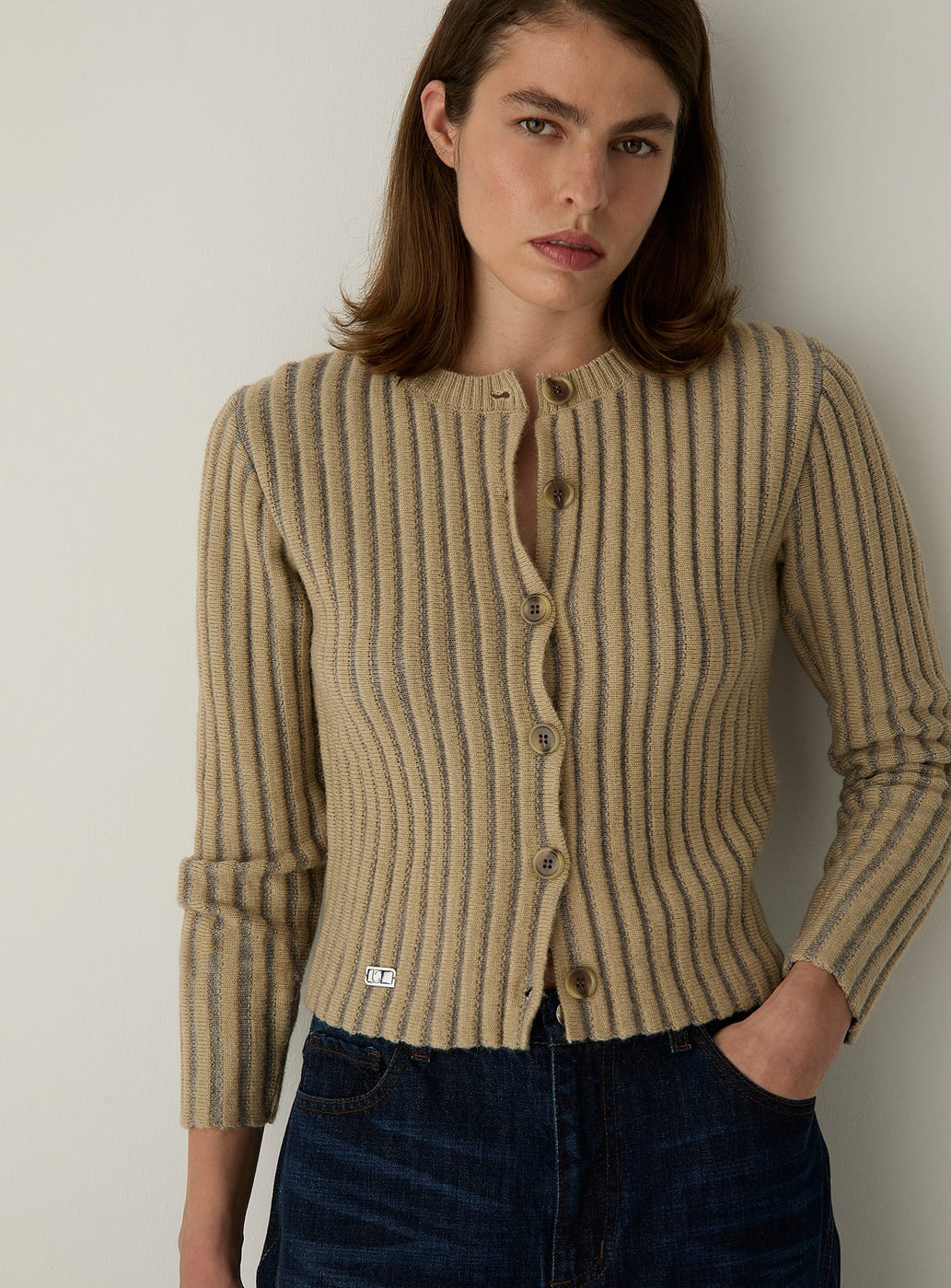 JOYCE ECRU TEXTURED CARDIGAN