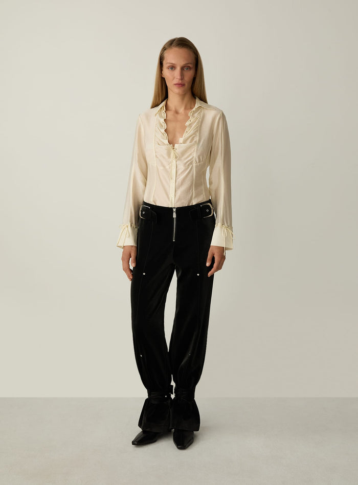 KAORI BLACK TEXTURED PANTS