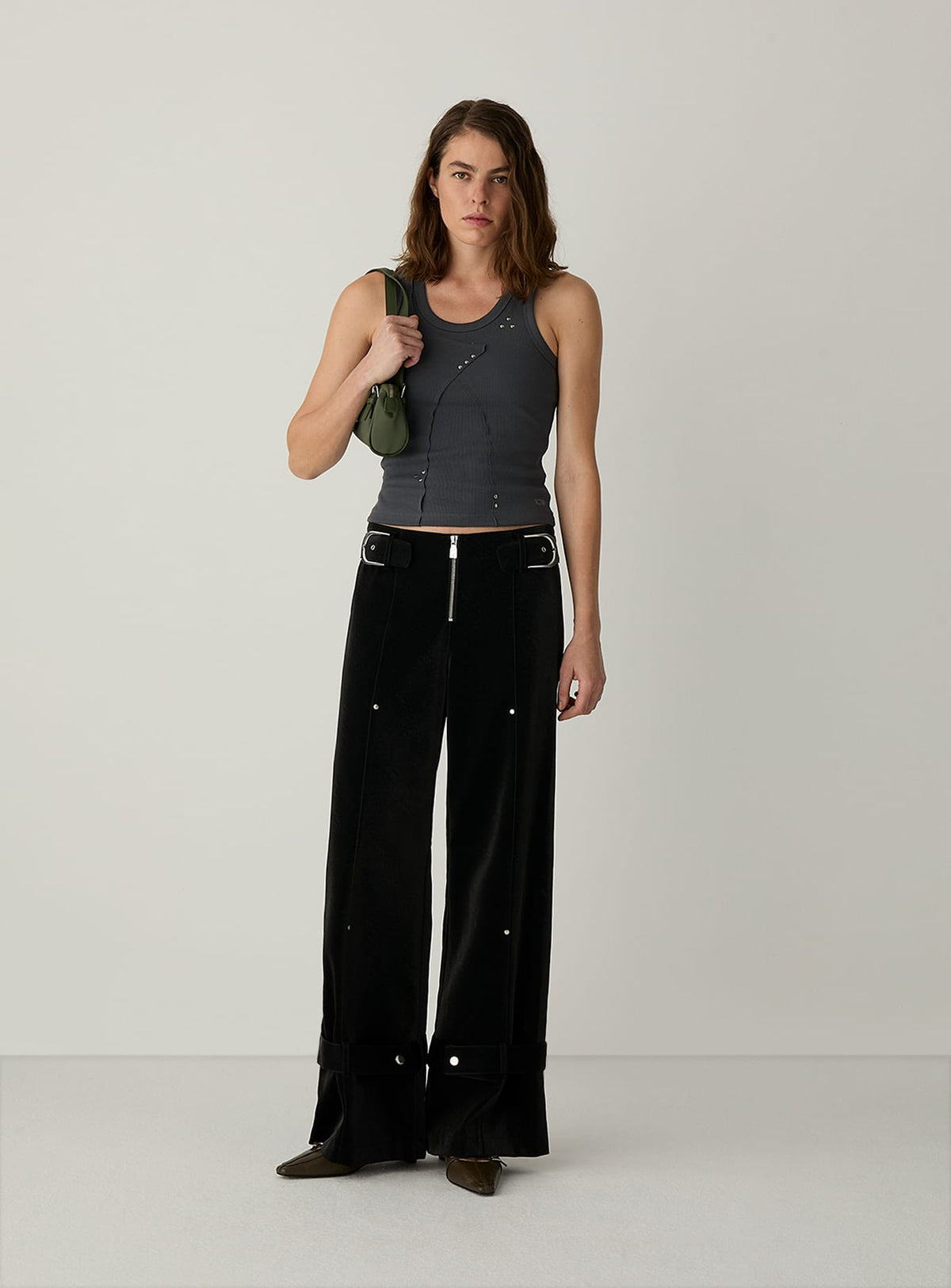 KAORI BLACK TEXTURED PANTS