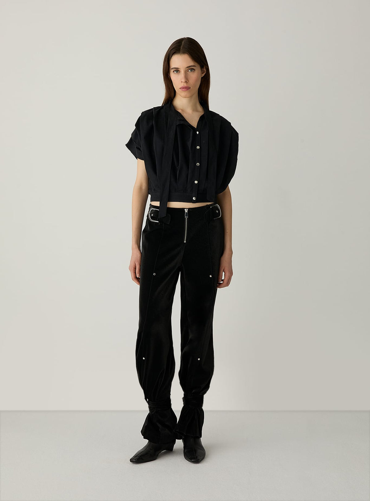 KORA BLACK PLEATED BLOUSE