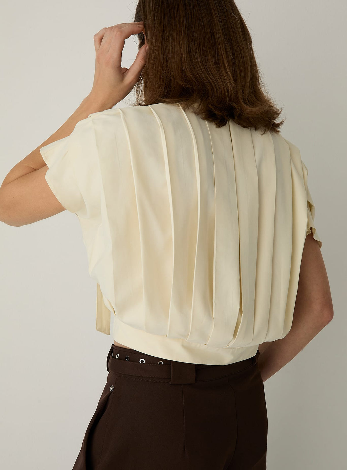 KORA ECRU PLEATED BLOUSE