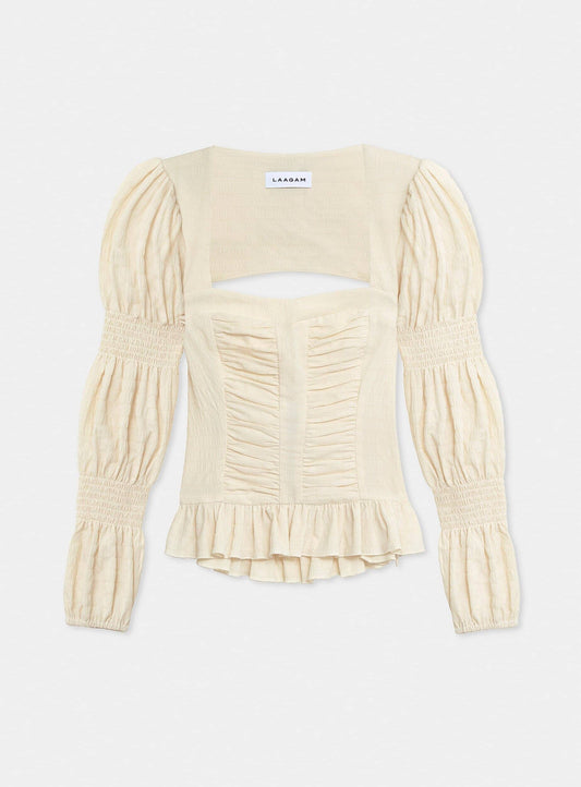 MARY ECRU TEXTURED BLOUSE