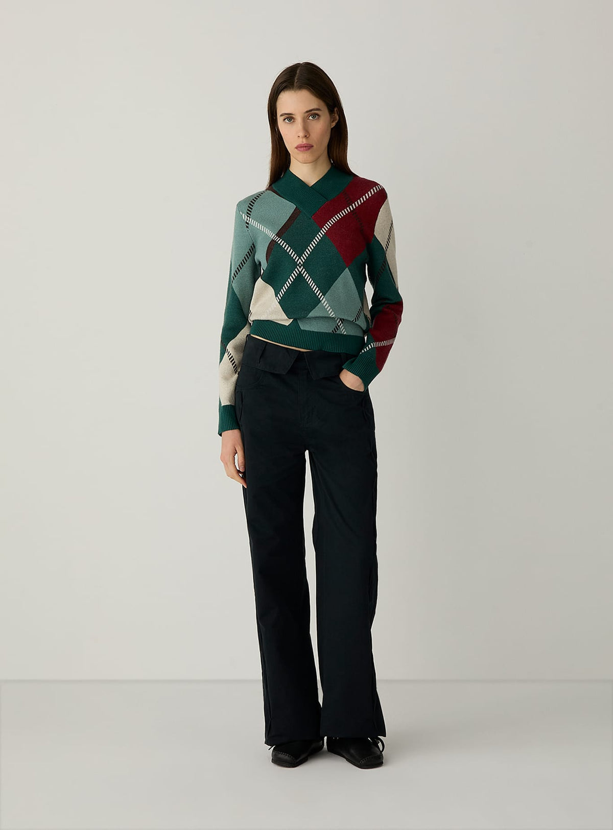 LAUFEY GREEN CHECKED KNIT