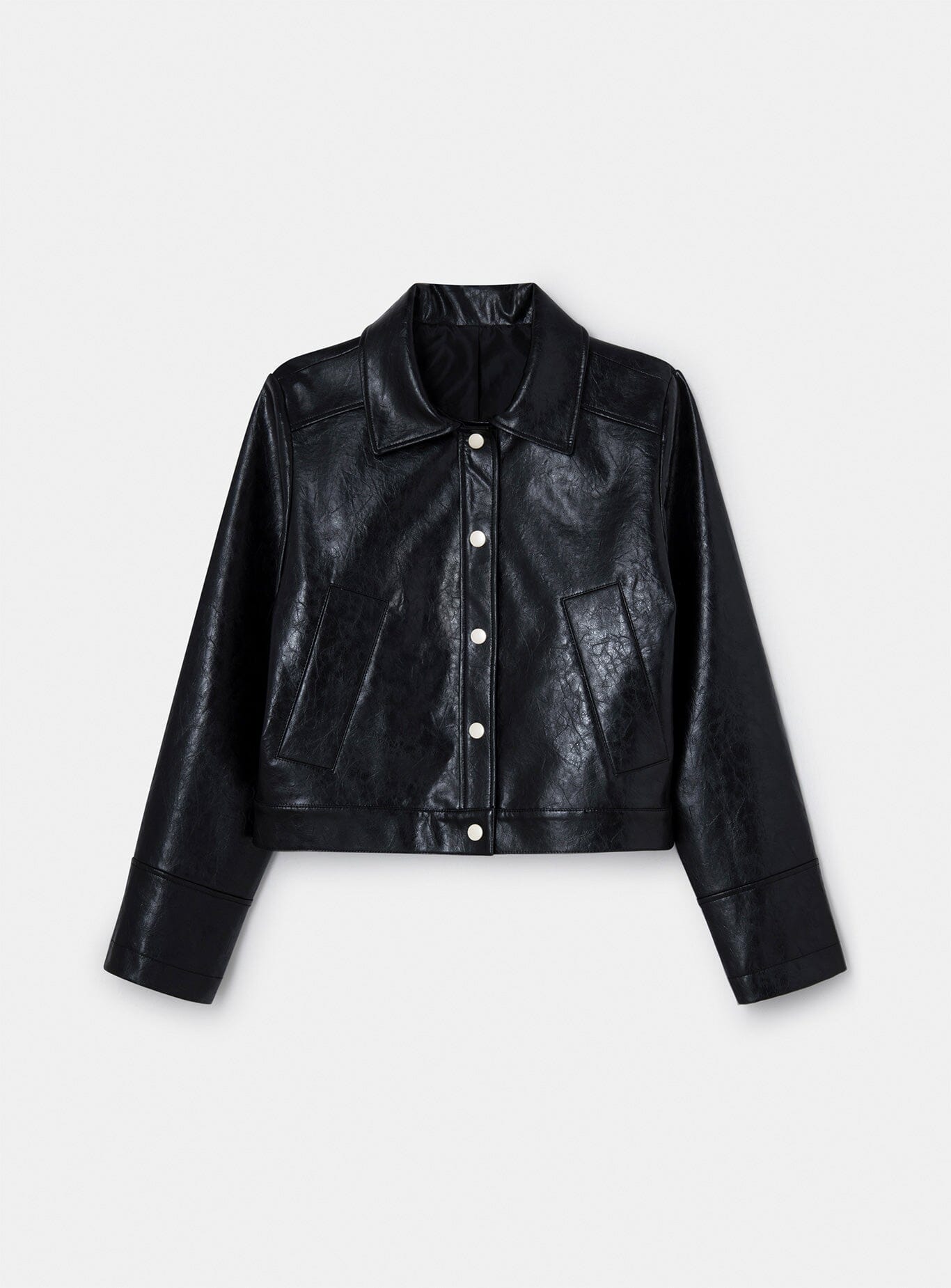 LENA BLACK FAUX LEATHER JACKET