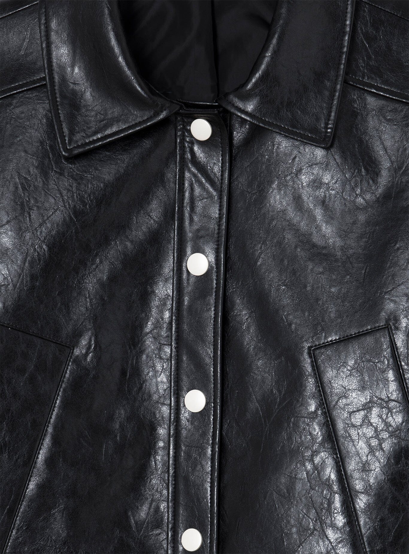 LENA BLACK FAUX LEATHER JACKET