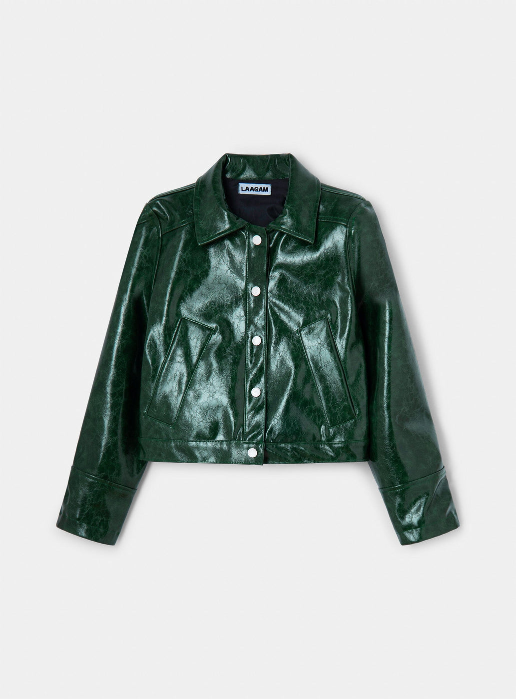 LENA GREEN FAUX LEATHER JACKET