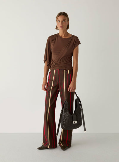 ALF BROWN ASYMMETRIC DRAPED TOP