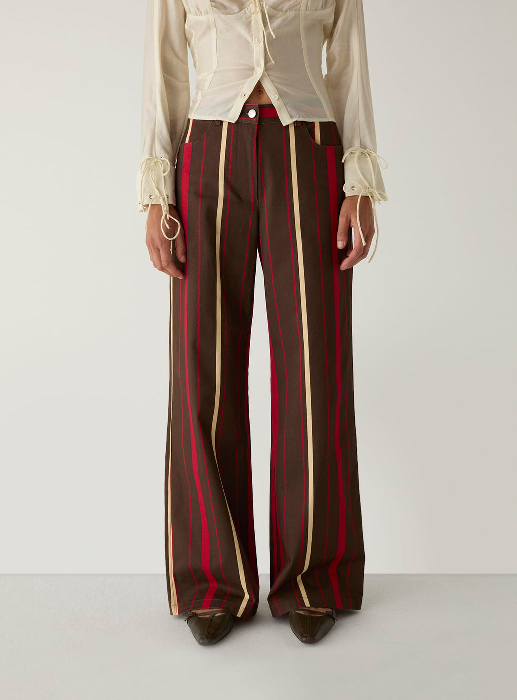 LEROY DARK BROWN STRIPED TWILL PANTS